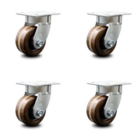 Service Caster 4 Inch Kingpinless High Temp Phenolic Wheel Swivel Top Plate Caster SCC, 4PK SCC-KP30S420-PHRHT-4